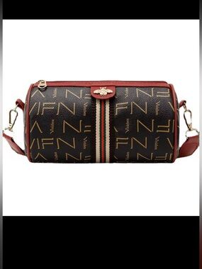 Monogram Bee Accent Barrel Crossbody Bag - Red /Brown/-Red Stripe NIP